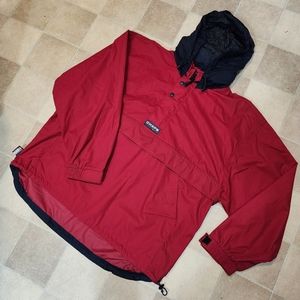 Chaps Ralph Lauren 1/4 zip pullover Windbreaker Red XL Hoodied Jacket VTG 90s